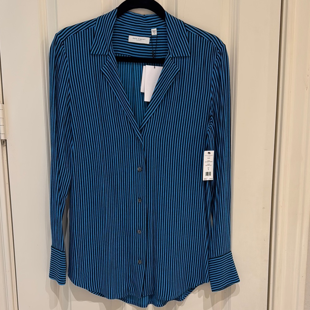 Equipment Blue Striped Blouse